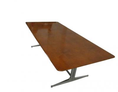  Knoll International Exceptionnelle grande table ou bureau en loupe damboine Knoll International