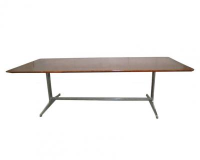  Knoll International Exceptionnelle grande table ou bureau en loupe damboine Knoll International