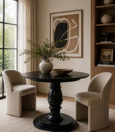  Knoll International Knoll International Round Pedestal Dining Table in Ebony Finish 2021