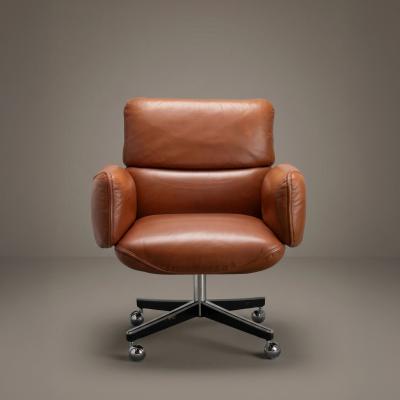  Knoll International Knoll Otto Zapf Executive Chair in Original Saddle Brown Leather