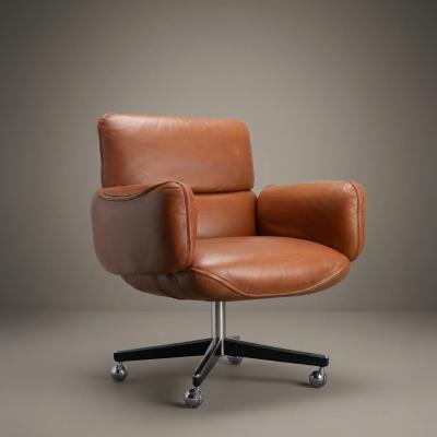  Knoll International Knoll Otto Zapf Executive Chair in Original Saddle Brown Leather