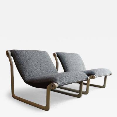  Knoll International Pair of Boucl Slipper Chairs by Bruce Hannah and Andrew Morrison for Knoll