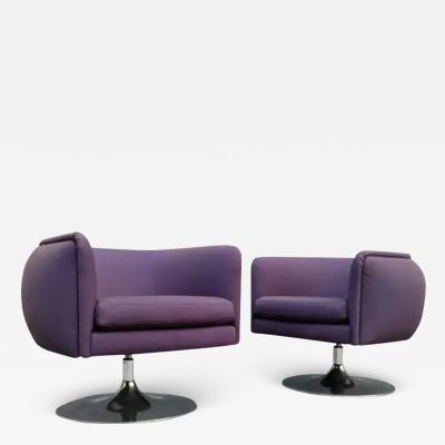  Knoll Joe DUrso for Knoll Pair of Swivel Club Lounge Chairs Wool Blend Black Iris 