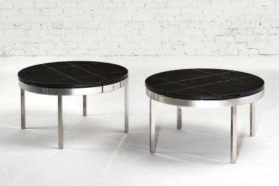  Knoll Knoll Black Granite and Stainless Steel Side End Tables 1980