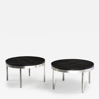  Knoll Knoll Black Granite and Stainless Steel Side End Tables 1980