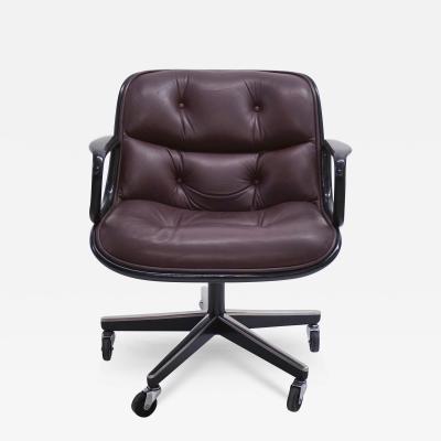  Knoll Knoll Pollock Executive Chair in Aubergine Leather Matte Black Frame