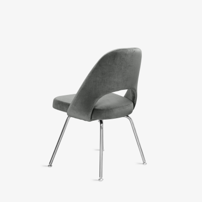  Knoll Knoll Saarinen Executive Chairs in Gunmetal Cotton Velvet Chrome Legs Set of 6