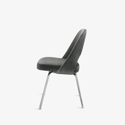  Knoll Knoll Saarinen Executive Chairs in Gunmetal Cotton Velvet Chrome Legs Set of 6