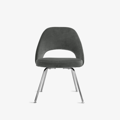  Knoll Knoll Saarinen Executive Chairs in Gunmetal Cotton Velvet Chrome Legs Set of 6