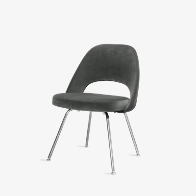  Knoll Knoll Saarinen Executive Chairs in Gunmetal Cotton Velvet Chrome Legs Set of 6