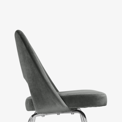  Knoll Knoll Saarinen Executive Chairs in Gunmetal Cotton Velvet Chrome Legs Set of 6