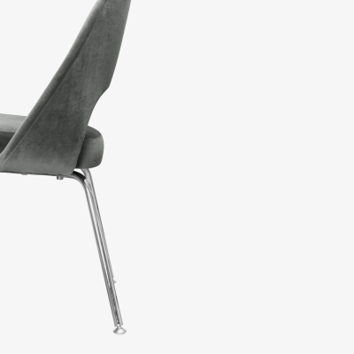  Knoll Knoll Saarinen Executive Chairs in Gunmetal Cotton Velvet Chrome Legs Set of 6