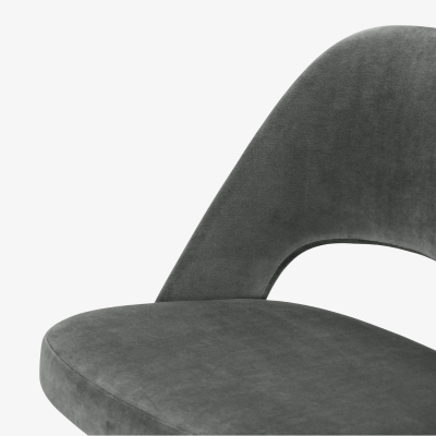  Knoll Knoll Saarinen Executive Chairs in Gunmetal Cotton Velvet Chrome Legs Set of 6