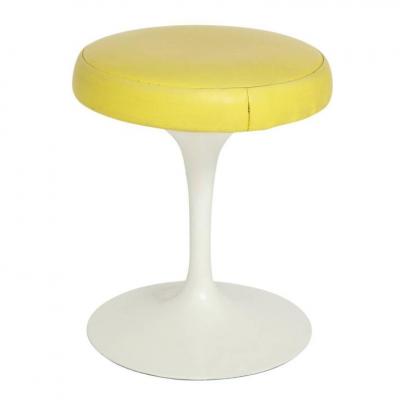 Knoll Knoll Saarinen Stool Yellow White Swivel Signed