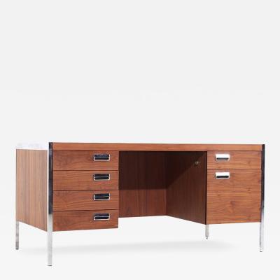  Knoll Knoll Style Mid Century Chrome and Walnut Executive Desk