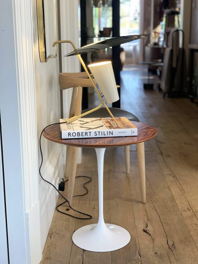  Knoll LOW EERO SAARINEN SMALL ROUND SIDE TABLE WITH ROSEWOOD TOP WHITE BASE