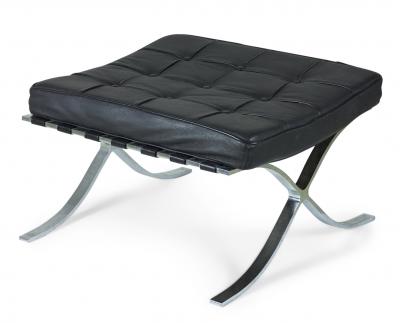  Knoll Leather And Chrome Ottomans Benches Manner Of Mies Van Der Rohe For Knoll