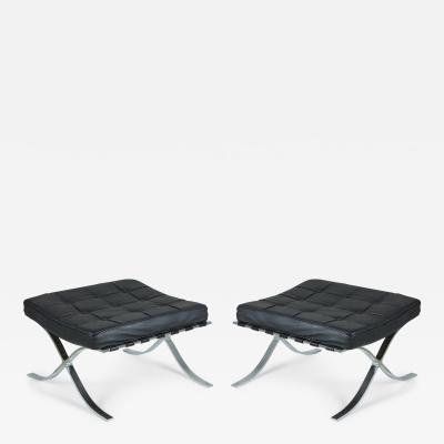  Knoll Leather And Chrome Ottomans Benches Manner Of Mies Van Der Rohe For Knoll