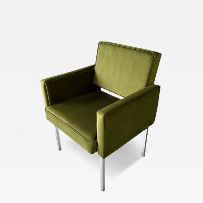  Knoll Mid Century Armchair Upholstered in Green Velvet in the Style of Knoll