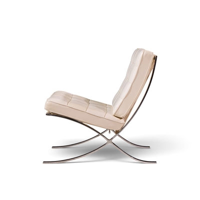  Knoll Mies van der Rohe for Knoll Mid Century Barcelona White Leather Lounge Chair