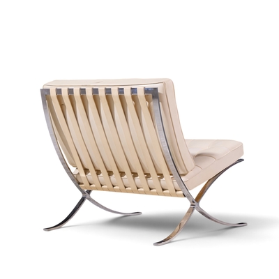  Knoll Mies van der Rohe for Knoll Mid Century Barcelona White Leather Lounge Chair