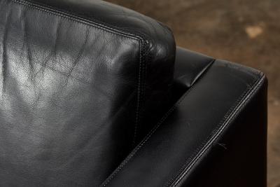 Knoll Pair Knoll Pfister Black Leather Lounge Chairs 1980