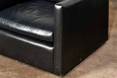  Knoll Pair Knoll Pfister Black Leather Lounge Chairs 1980