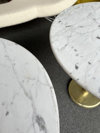  Knoll Pair of Brass and Marble Side Table Italy 1970s