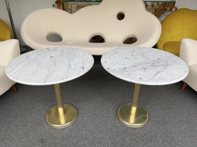  Knoll Pair of Brass and Marble Side Table Italy 1970s