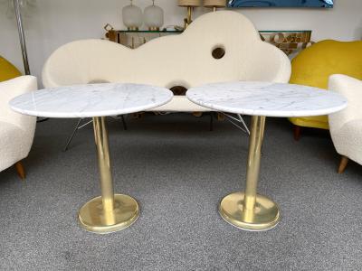  Knoll Pair of Brass and Marble Side Table Italy 1970s