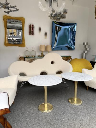  Knoll Pair of Brass and Marble Side Table Italy 1970s