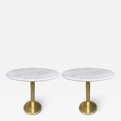  Knoll Pair of Brass and Marble Side Table Italy 1970s