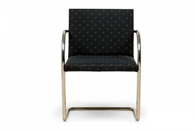  Knoll Pair of Knoll Modern Chrome Tube and Black Fabric Upholstered Brno Armchairs