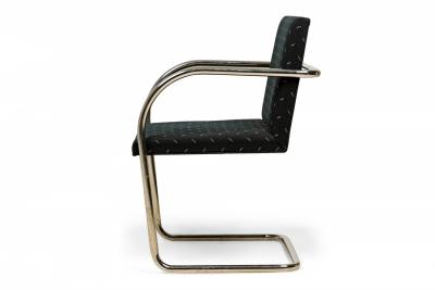  Knoll Pair of Knoll Modern Chrome Tube and Black Fabric Upholstered Brno Armchairs