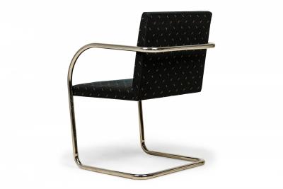  Knoll Pair of Knoll Modern Chrome Tube and Black Fabric Upholstered Brno Armchairs