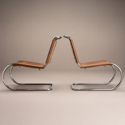  Knoll Rare Knoll MR30 5 Lounge Chairs in Caramel Leather by Mies van der Rohe Pair