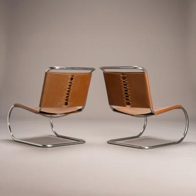  Knoll Rare Knoll MR30 5 Lounge Chairs in Caramel Leather by Mies van der Rohe Pair