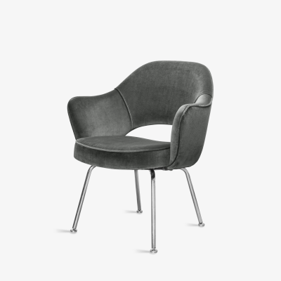  Knoll Saarinen Executive Arm Chairs in Graphite Velvet for Knoll Set of 6