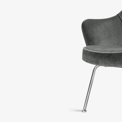  Knoll Saarinen Executive Arm Chairs in Graphite Velvet for Knoll Set of 6