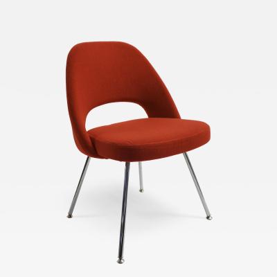  Knoll Saarinen Executive Armless Chair in Fire Red Fabric Chrome Tubular Legs