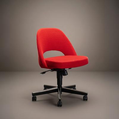  Knoll Saarinen Executive Armless Office Desk Chair in Cato Fire Red by Knoll