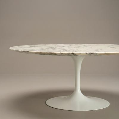  Knoll Saarinen Round Pedestal Tulip Coffee Table in Arabescato Marble