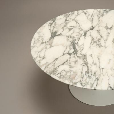  Knoll Saarinen Round Pedestal Tulip Coffee Table in Arabescato Marble