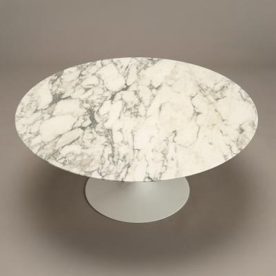  Knoll Saarinen Round Pedestal Tulip Coffee Table in Arabescato Marble