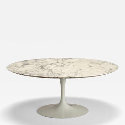  Knoll Saarinen Round Pedestal Tulip Coffee Table in Arabescato Marble