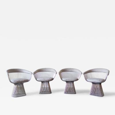  Knoll Set of 4 Platner Arm Chairs By Warren Platner for Knoll with Loro Piana Fabric