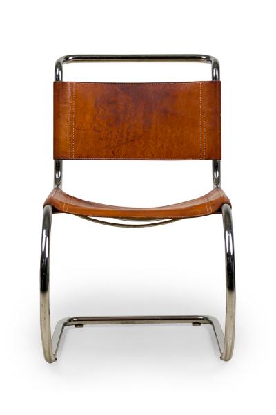  Knoll Set of 5 American Mid Century Mies Van Der Rohe Leather and Steel Chairs