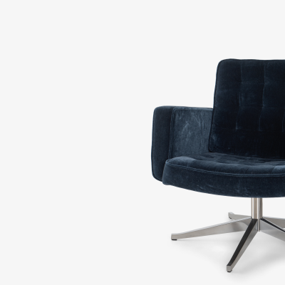  Knoll Vincent Cafiero for Knoll Lounge Chairs in Midnight Mohair and Aluminum Pair