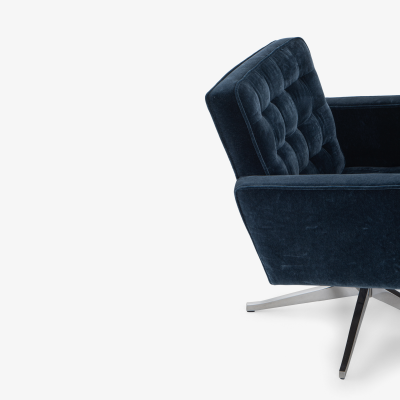  Knoll Vincent Cafiero for Knoll Lounge Chairs in Midnight Mohair and Aluminum Pair