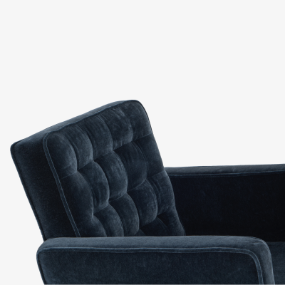  Knoll Vincent Cafiero for Knoll Lounge Chairs in Midnight Mohair and Aluminum Pair